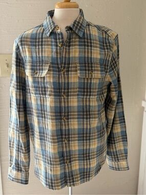 The Normal Brand Men’s Mountain Twill Overshirt Vintage Blue Plaid SZ Large NWT